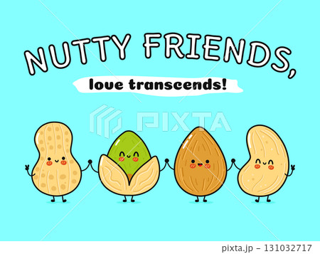 Nutty friends holding hands with a message of love. 131032717