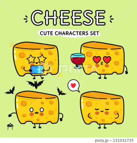 Cute cheese character set illustration. 131032735