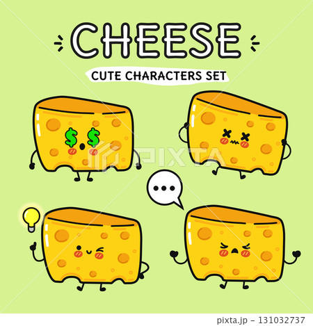 Cute cheese character set with various emotions. Cute cheese character set with various emotions. 131032737