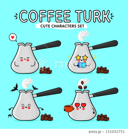 Cute coffee turk characters set illustration Cute coffee turk characters set illustration 131032751