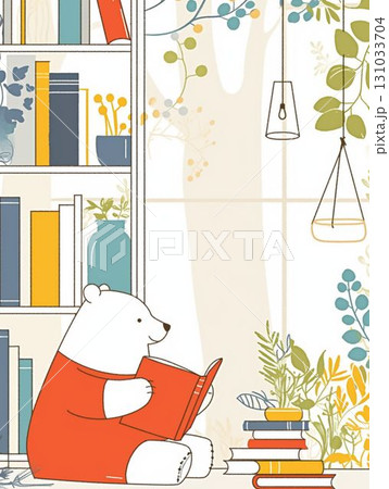 本を読むしろくまのイラスト 131033704