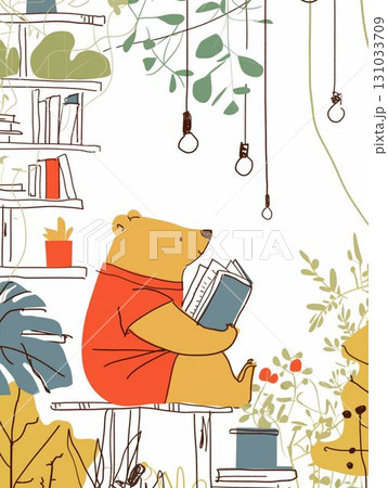 本を読む茶色のくまのイラスト 131033709