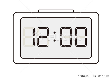 シンプルなデジタル時計のイラスト｜12時 131033856