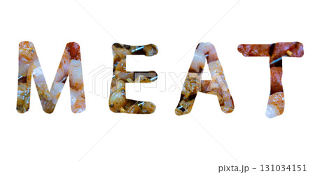text meat inscription meat texture on white isolated background text meat inscription meat texture on white isolated background 131034151