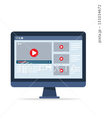 Online video sharing platform with video player concept on computer display Online video sharing platform with video player concept on computer display 131034672
