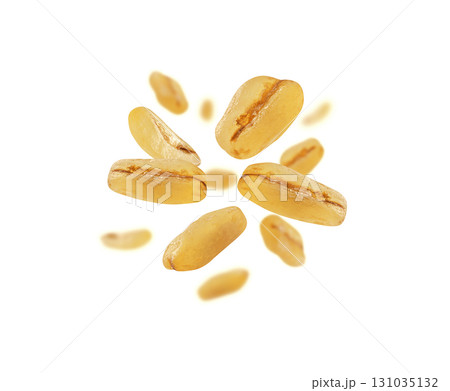 Bulgur grains levitate on a white background 131035132