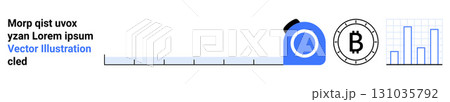 Measuring tape, Bitcoin symbol, bar chart. Ideal for finance, cryptocurrency, data analysis, measurement, blockchain technology, investment, business. Landing page Measuring tape, Bitcoin symbol, bar chart. Ideal for finance, cryptocurrency, data analysis, measurement, blockchain technology, investment, business. Landing page 131035792
