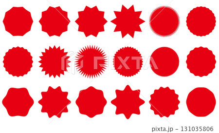 ギザギザフレームセット　セールステッカー　赤 131035806