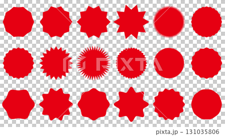 ギザギザフレームセット　セールステッカー　赤 131035806