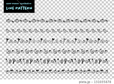 Simple hand-drawn cute vegetable image decorative border set 131035878