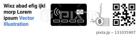 Contactless payment card, circuit board, QR code, and text. Ideal for digital wallets, fintech applications, secure payments, blockchain technology, cryptocurrency transactions, tech presentations Contactless payment card, circuit board, QR code, and text. Ideal for digital wallets, fintech applications, secure payments, blockchain technology, cryptocurrency transactions, tech presentations 131035907