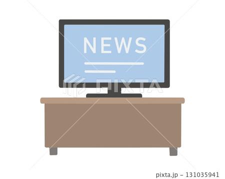 ニュース番組がついている画面のテレビのイラスト 131035941