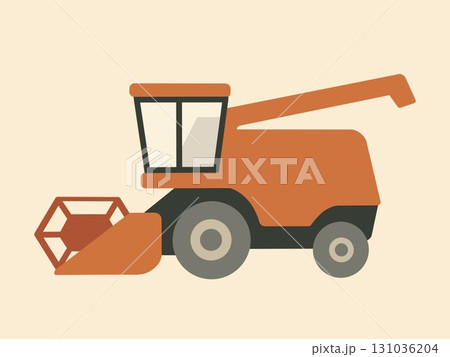 麦刈りをしているコンバインのイラスト 131036204