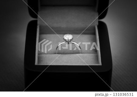 Classic Engagement Diamond Ring in Jewelry Box Classic Engagement Diamond Ring in Jewelry Box 131036531