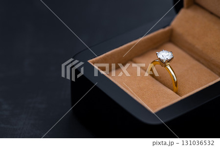 Classic Engagement Diamond Ring in Jewelry Box 131036532