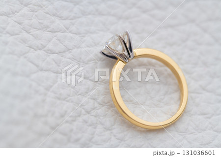 Classic Engagement Diamond Ring on White Background 131036601