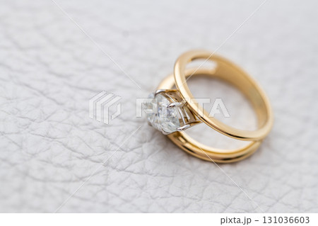 Classic Engagement Diamond Ring on White Background 131036603