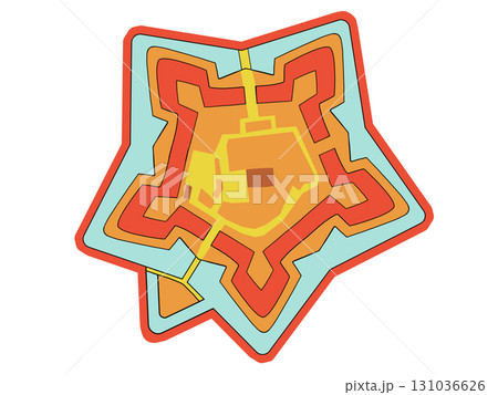 秋の五稜郭の俯瞰図(超デフォルメ) 秋の五稜郭の俯瞰図(超デフォルメ) 131036626