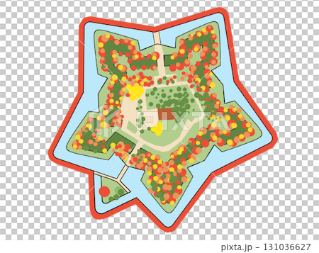 秋季五稜郭鳥瞰圖(簡單變形) 秋季五稜郭鳥瞰圖(簡單變形) 131036627