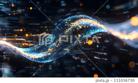 Glowing blue tech grid on a dark background,...のイラスト素材 [131036730] - PIXTA