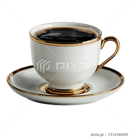 Elegant porcelain coffee cup with black coffee 131036809