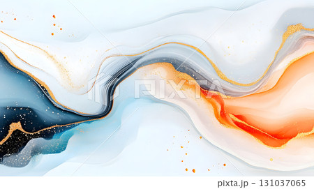 Organic liquid background with marble-like flow and earth tone colors. Suitable for creative projects, posters, and digital aesthetics 131037065