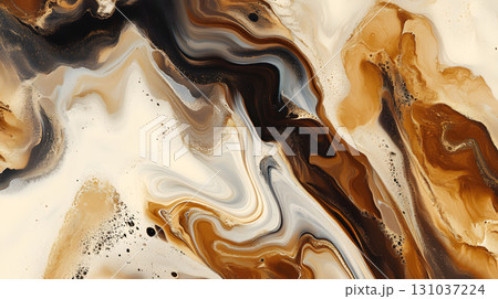 Organic liquid background with marble-like flow and earth tone colors. Suitable for creative projects, posters, and digital aesthetics 131037224