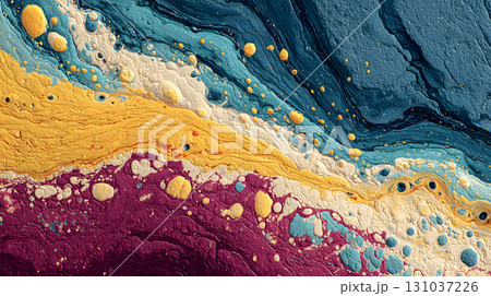 Organic liquid background with marble-like flow and earth tone colors. Suitable for creative projects, posters, and digital aesthetics 131037226