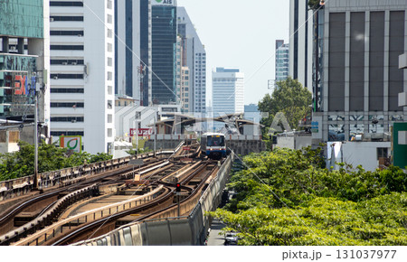 The Train coming at BTS Sanam Pao station in bangkok 131037977