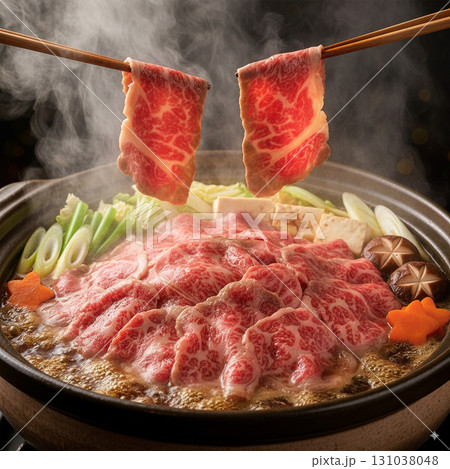 すき焼き鍋料理の美味しいすき焼き 131038048