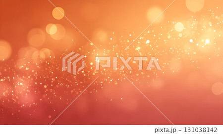 Abstract orange bokeh background with soft glowing lights and shimmering particles. 131038142