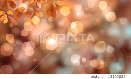 Soft focus on golden autumn leaves with a dreamy bokeh background, creating a warm Soft focus on golden autumn leaves with a dreamy bokeh background, creating a warm 131038234