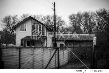 Abandoned Cottage in Black and White Serenity Abandoned Cottage in Black and White Serenity 131039097