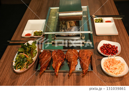 Chinese food. Grilled lamb ribs 131039861