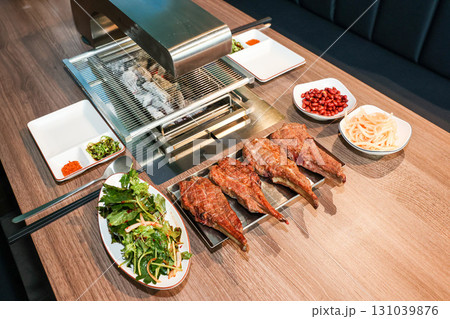 Chinese food. Grilled lamb ribs 131039876