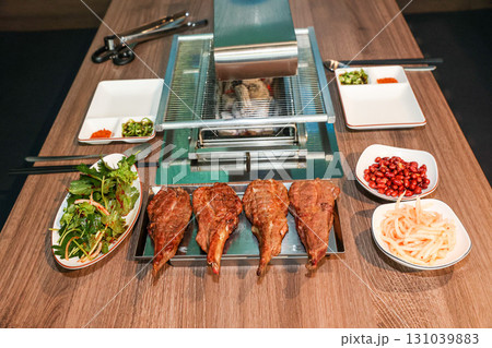 Chinese food. Grilled lamb ribs 131039883