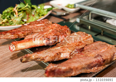 Chinese food. Grilled lamb ribs 131039891