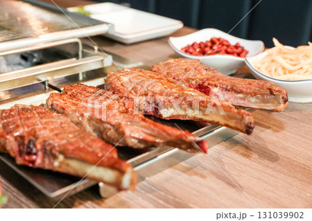 Chinese food. Grilled lamb ribs 131039902