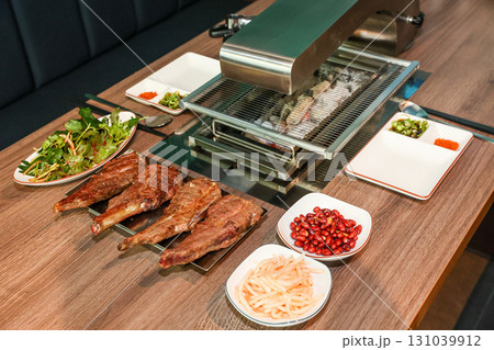 Chinese food. Grilled lamb ribs 131039912
