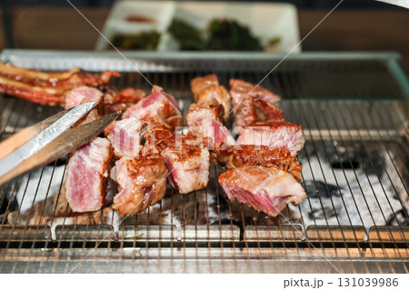 Chinese food. Grilled lamb ribs 131039986