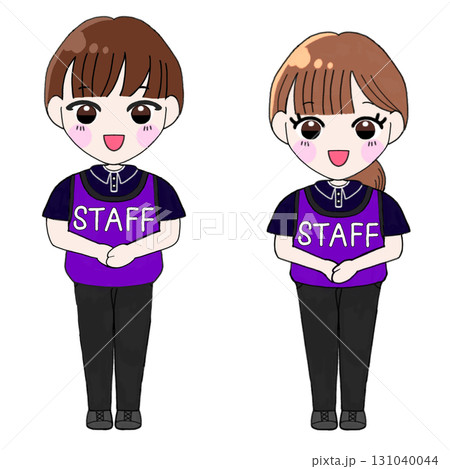 茶髪のイベントスタッフの男女 茶髪のイベントスタッフの男女 131040044
