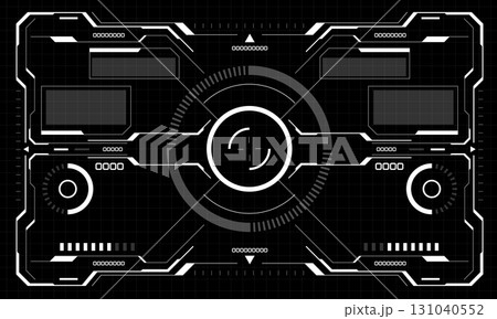 HUD sci-fi interface screen view white circular geometric design virtual futuristic technology creative display on black vector 131040552