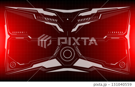 HUD sci-fi interface screen view white circular geometric design virtual futuristic technology creative display on red vector 131040559