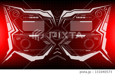 HUD sci-fi interface screen view white circular geometric design virtual futuristic technology creative display on red vector HUD sci-fi interface screen view white circular geometric design virtual futuristic technology creative display on red vector 131040573