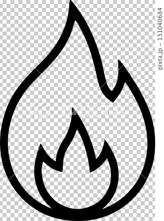シンプルな炎のラインアイコン　イラスト　ベクター画像　背景透過 131040684