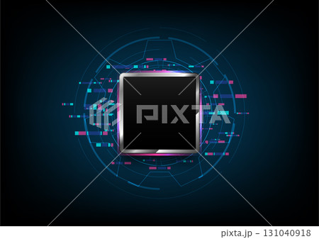 Computer processing future technology background. Abstract digital microchip innovation. CPU product and electronic pixel line 131040918