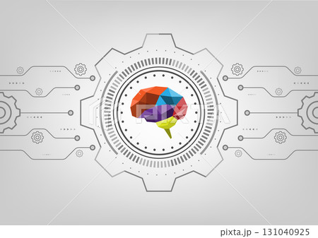 Polygon brain working and processing. Geometric creative communication thinking. Abstract futuristic science technology Polygon brain working and processing. Geometric creative communication thinking. Abstract futuristic science technology 131040925