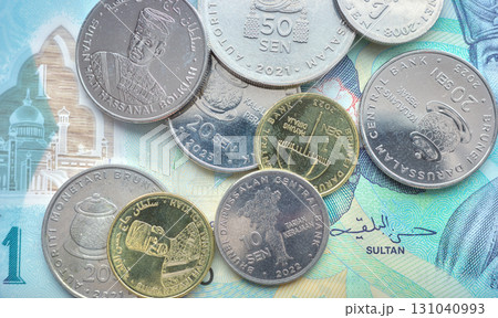 Close up photo of Brunei dollar (ringgit Brunei). 131040993