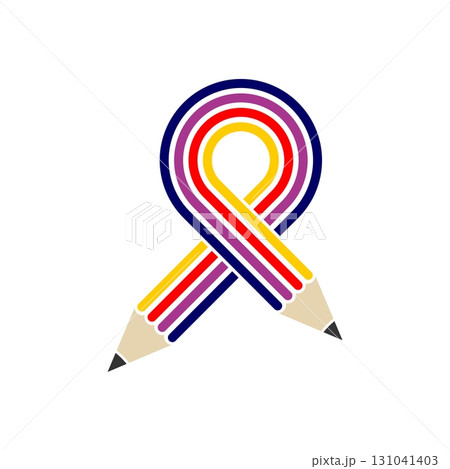Ribbon Pencil Logo Template Illustration Design. Vector EPS 10. 131041403