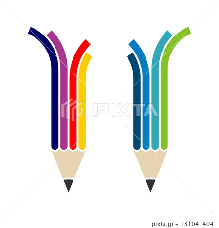 Colorful Pencil Line Logo Template Illustration Design. Vector EPS 10. 131041404